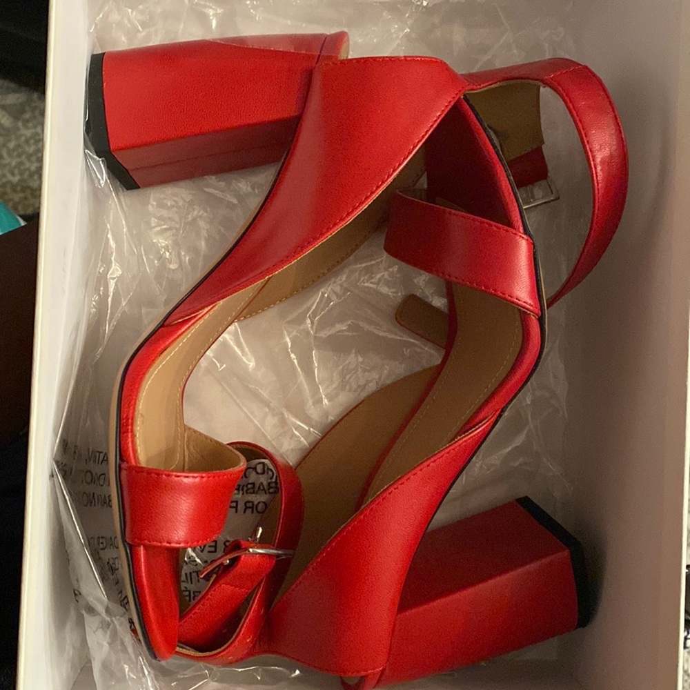 Red Block Heels